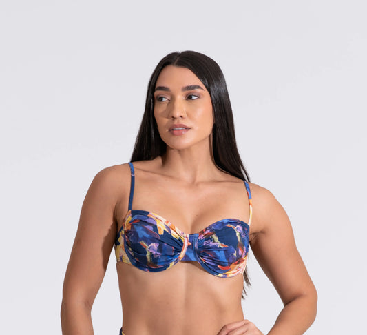 Top 1/2 Taça Franzido Aquarela