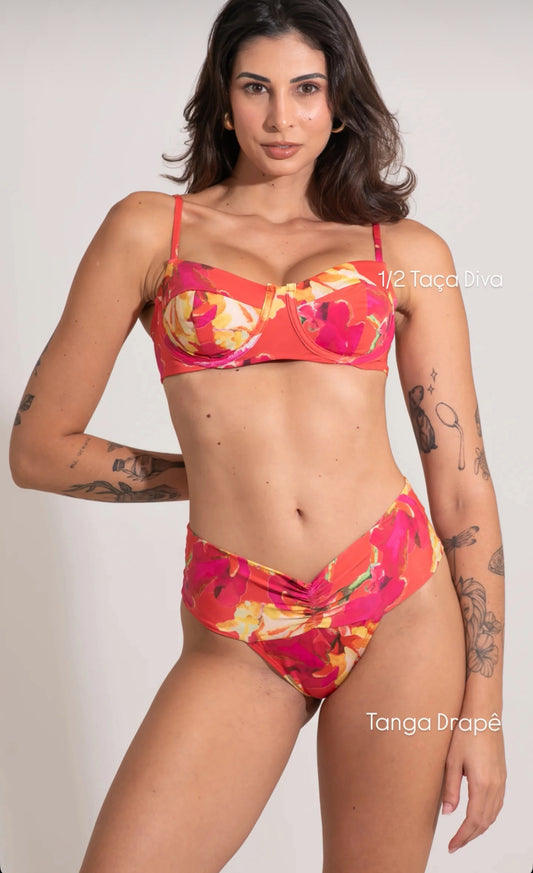 Slip Tanga Drape Aquarela